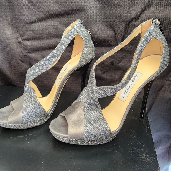 Jimmy Choo Stiletto Heels, Gray & Black, Sparkling, 5" heel, Size 30 (8.5 US) - Picture 9 of 13
